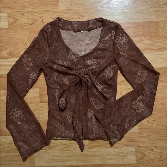 brown sheer long sleeve - Picture 1 of 3